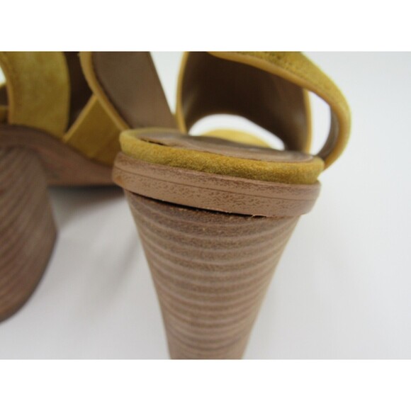 Marc Fisher Block Heel Sandal Yellow Suede Buckle Strap Womens Size 6 Boho - Picture 12 of 16